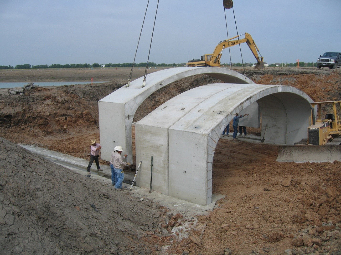 Precast structure being installed at a construction site